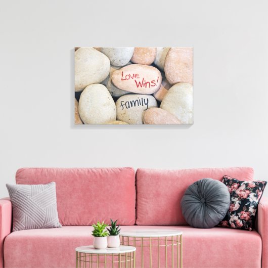Love Wins-message on rocks Canvas Afdruk (Insitu (Woonkamer))