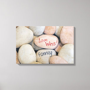 Love Wins-message on rocks Canvas Afdruk