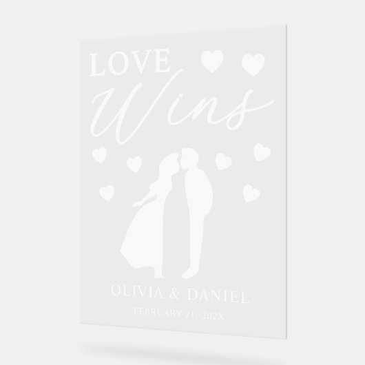 Love Wins Personalized Wedding Acryl Bord (Hoek)