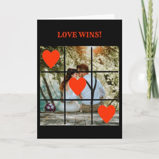 Love Wins Photo Message Black Valentijn Card Kaart (Voorkant)