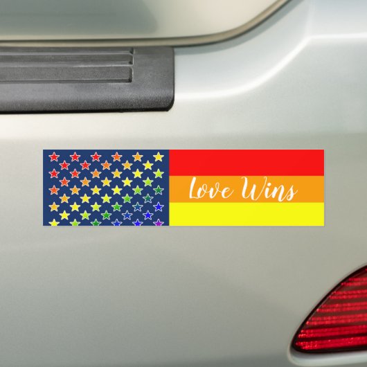 Love Wins Rainbow Flag Bumpersticker (Op auto)