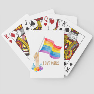 Love Wins Rainbow Flag Floral-speelkaarten Pokerkaarten