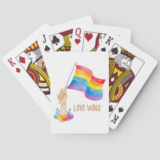 Love Wins Rainbow Flag Floral-speelkaarten Pokerkaarten (Achterkant)