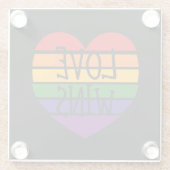 Love Wins Rainbow Heart Glazen Onderzetter (Achterkant)