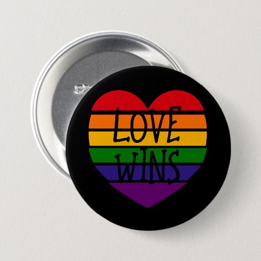 Love Wins Rainbow Heart Ronde Button 7,6 Cm (Voorkant /achterkant)