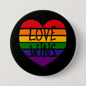 Love Wins Rainbow Heart Ronde Button 7,6 Cm (Voorkant)
