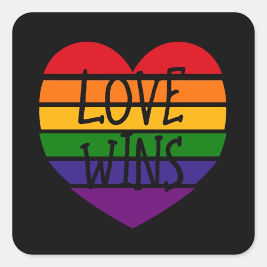 Love Wins Rainbow Heart Vierkante Sticker (Voorkant)
