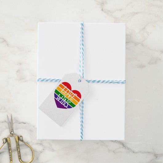 Love Wins Rainbow Pride Heart Cadeaulabel (Met Touw)