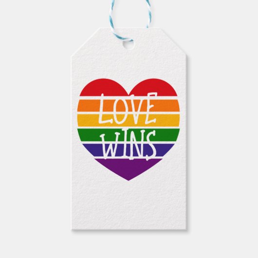 Love Wins Rainbow Pride Heart Cadeaulabel (Voorkant)