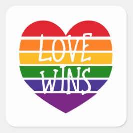 Love Wins Rainbow Pride Heart Vierkante Sticker