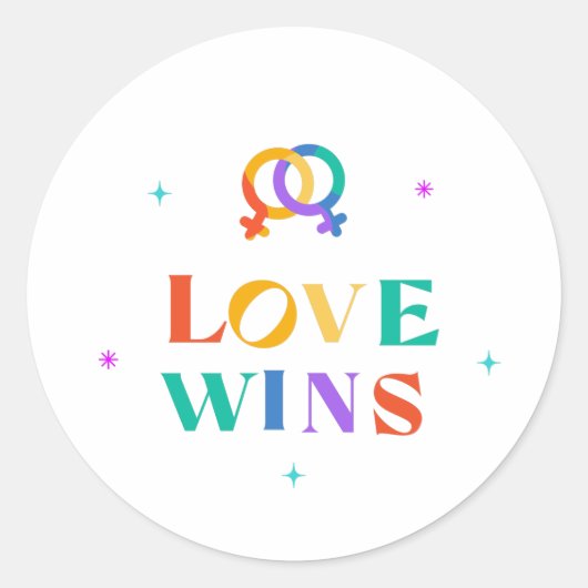 Love Wins Rainbow Ronde Sticker (Voorkant)