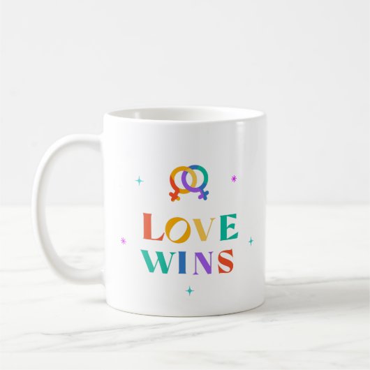 Love Wins Rainbow Two-Tone Coffee Mok (Links)