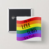Love Wins Rainbow Vierkante Button 5,1 Cm (Voorkant /achterkant)