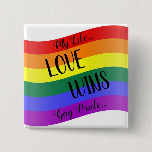 Love Wins Rainbow Vierkante Button 5,1 Cm (Voorkant)
