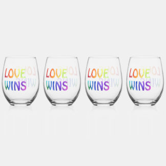 Love Wins Rainbow Wijnglas Zonder Voet