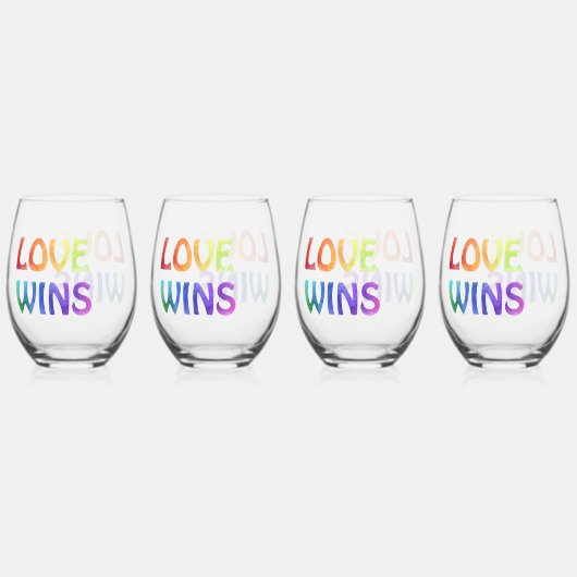 Love Wins Rainbow Wijnglas Zonder Voet (Voorkant)