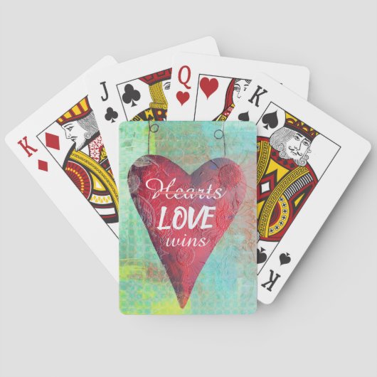 Love Wins Red Valentijns Heart Pokerkaarten (Achterkant)