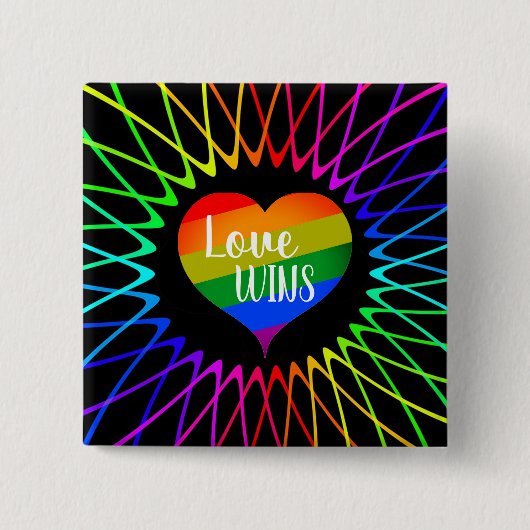 Love Wins Vierkante Button 5,1 Cm (Voorkant)