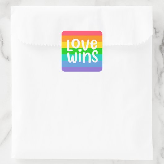 Love Wins Vierkante Sticker (Tas)