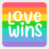 Love Wins Vierkante Sticker (Voorkant)