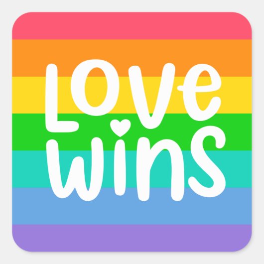 Love Wins Vierkante Sticker (Voorkant)