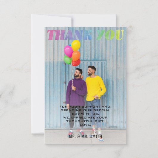 Love Wins Waterverf Rainbow Foto Bedankkaart (Voorkant)