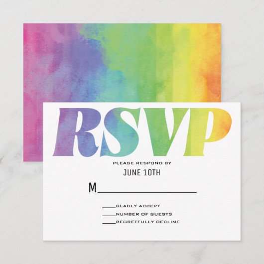 Love Wins Waterverf RSVP Kaartje (Voorkant / Achterkant)