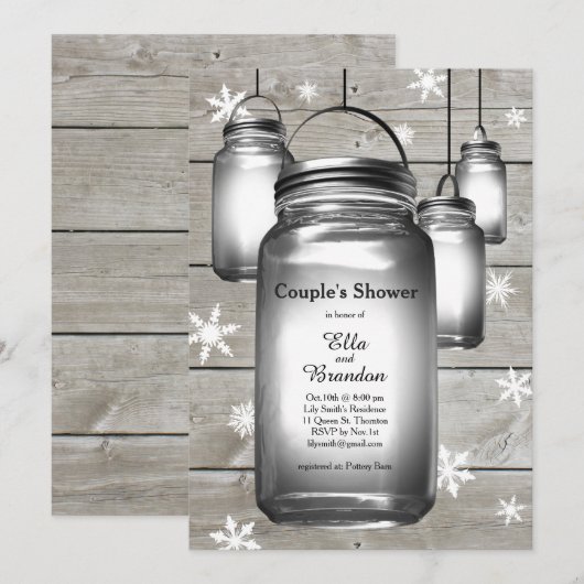 Love Winter Barn Weddings Couple's Shower Invite Kaart (Voorkant / Achterkant)