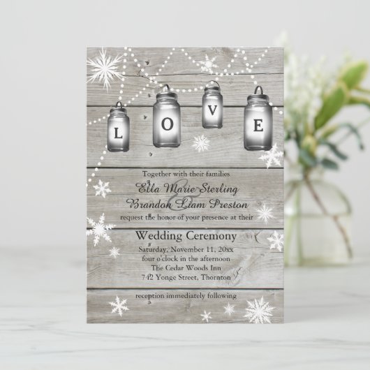 Love Winter Barn Weddings Uitnodiging (Staand voorkant)