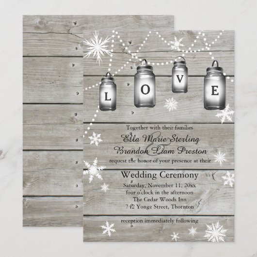 Love Winter Barn Weddings Uitnodiging (Voorkant / Achterkant)