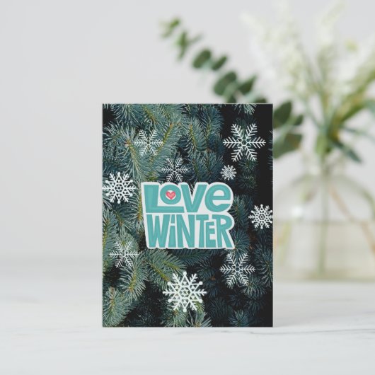 Love Winter seizoen feestdagen briefkaart/uitnodig Uitnodiging Briefkaart (Staand voorkant)