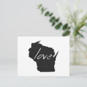 Love Wisconsin Map Shaped Antiek Black Chalkboard Briefkaart (Staand voorkant)