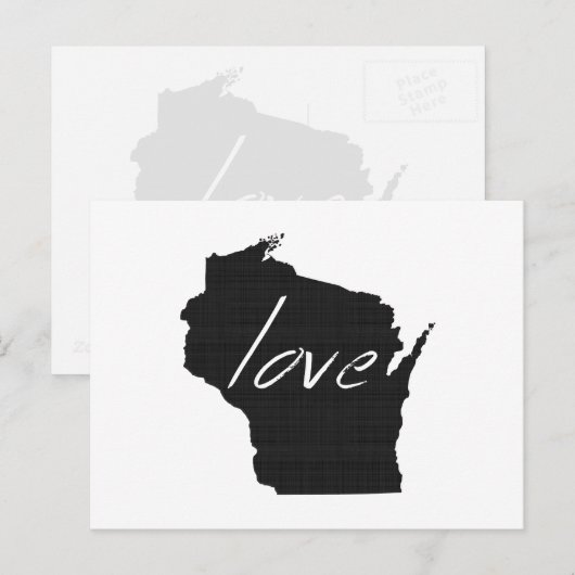 Love Wisconsin Map Shaped Antiek Black Chalkboard Briefkaart (Voorkant / Achterkant)