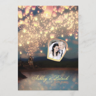 Love Wish Lantern Add Your Photo Wedding Invite Kaart