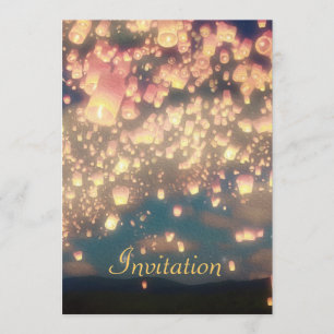 Love Wish Lantern - Birthday Invitation Kaart