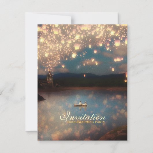 Love Wish Lantern - Housewarming Party Invitation Kaart (Voorkant)