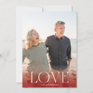 LOVE   Wit & Rood Overlay Foto Modern Feestdagenkaart