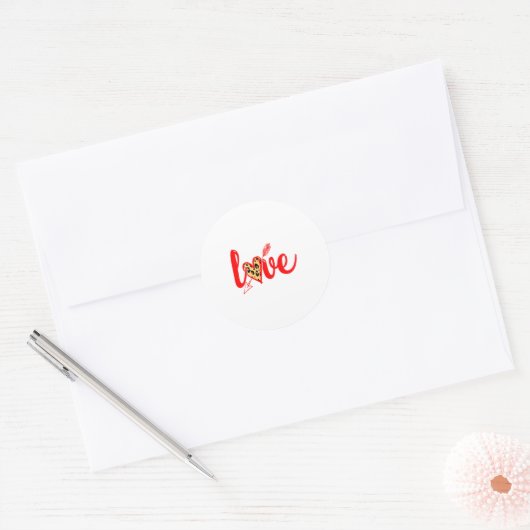 Love With Heart Valentine Day Premium  Ronde Sticker (Envelop)