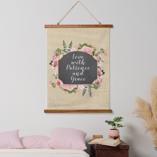 Love with Patience Quote Hangend Wandkleed (Slaapkamer)