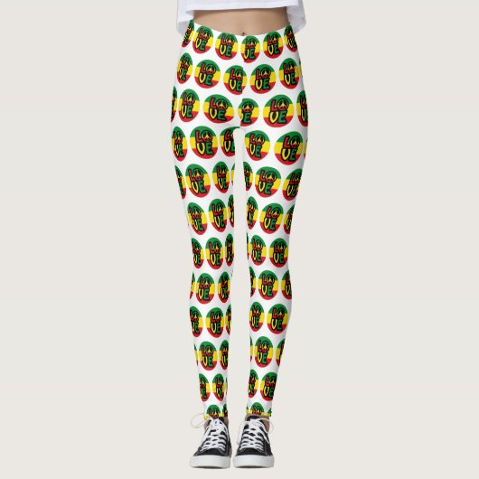 LOVE with peace symbol, reggae style Leggings (Voorkant)
