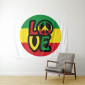 LOVE with peace symbol, reggae style Wandkleed (In Situ (horizontaal))