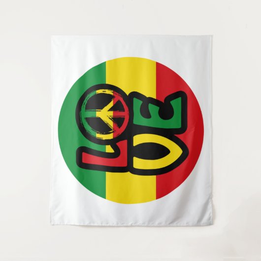 LOVE with peace symbol, reggae style Wandkleed (Voorkant)