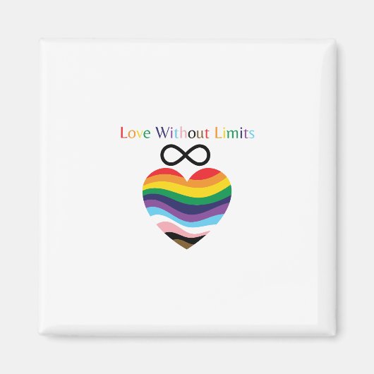 Love Without Limits - Rainbow Heart with Infinity Magneet (Voorkant)