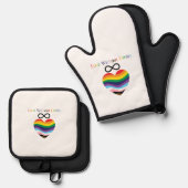Love Without Limits - Rainbow Heart with Infinity Ovenwant & Pannenlap Set (Voorkant / Achterkant)