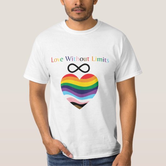 Love Without Limits - Rainbow Heart with Infinity T-shirt (Voorkant)
