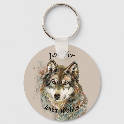 Love Wolven Wolf Quote Aangepaste Name Persoonlijk Sleutelhanger (Voorkant)