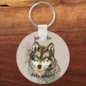 Love Wolven Wolf Quote Aangepaste Name Persoonlijk Sleutelhanger (Voorkant)