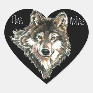 Love Wolves Quote Waterverf Animal, Natuur Hart Sticker