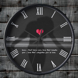 Love & Woman Silhouette with Peony flower hart Ronde Klok