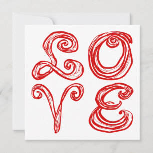 LOVE Woord Kunst Stof Lettertype Rode Letters Notitiekaartje